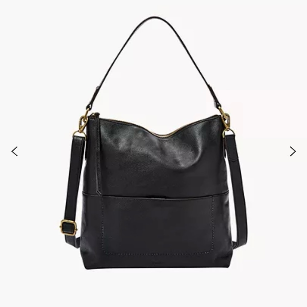 FOSSIL Amelia Hobo Black Crossbody Bag